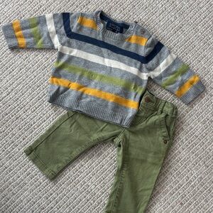 Mayoral Grey Striped Knit Sweater with Matching Jeans - 6 MO